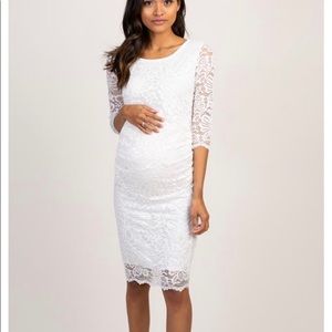 Ivory Lace Maternity Dress - L